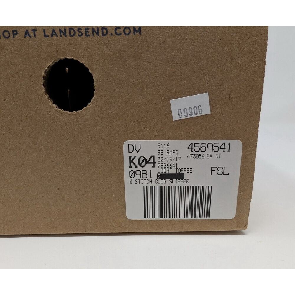 Lands End Brown Suede Shearling Clog Slip On Slippers Women's Size 7 New - Picture 12 of 12